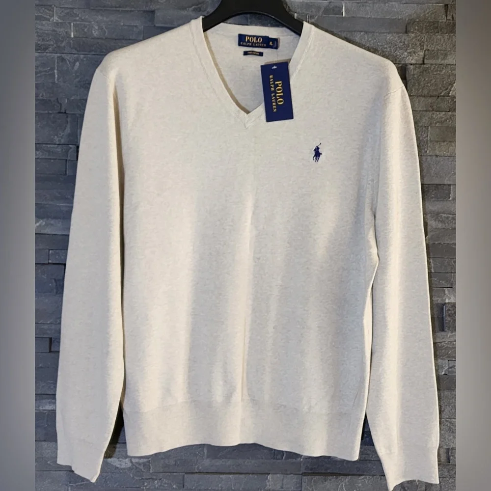 POLO RALPH LAUREN COTTON V-neck SWEATER sz XL - Picture 1 of 5